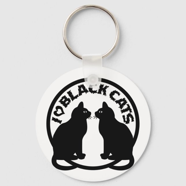 I LOVE BLACK CATS KEY RING (Front)