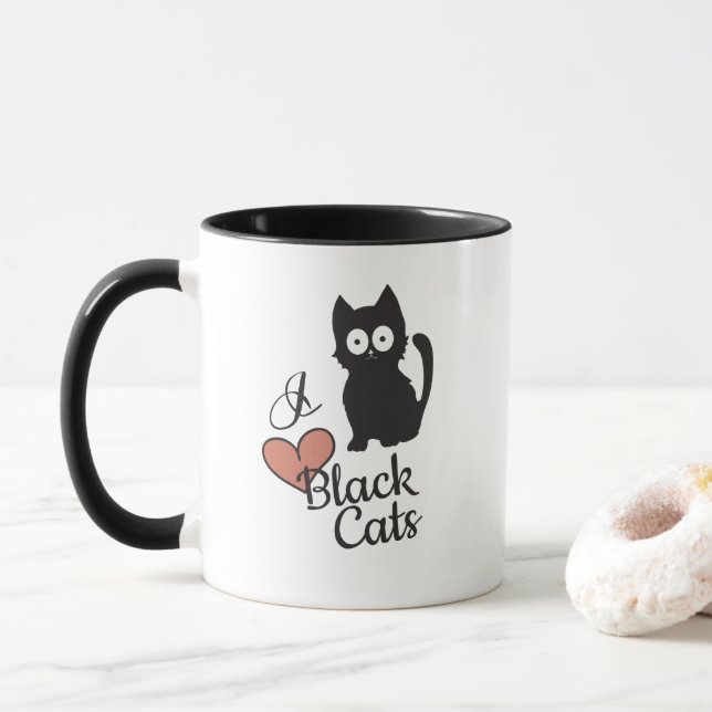 I Love Black Cats Mug (With Donut)