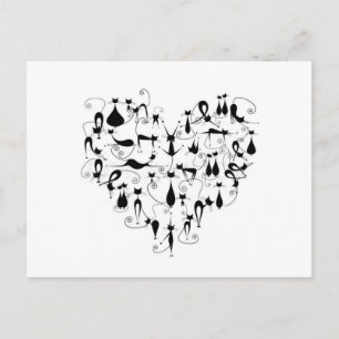 i love black cats silhouette postcard