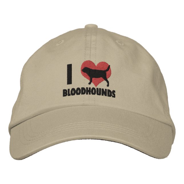 I Love Bloodhounds Embroidered Hat (Front)