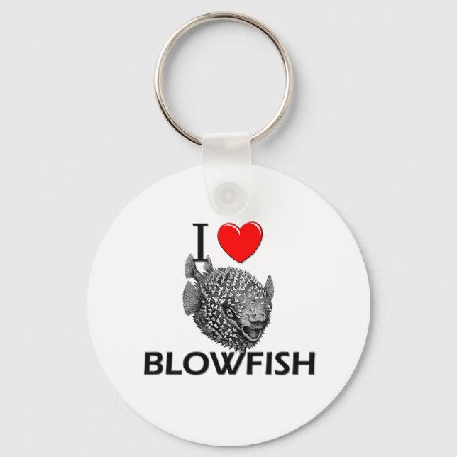 I Love Blowfish Key Ring (Front)