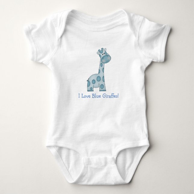 I Love Blue Giraffes! Baby Bodysuit (Front)