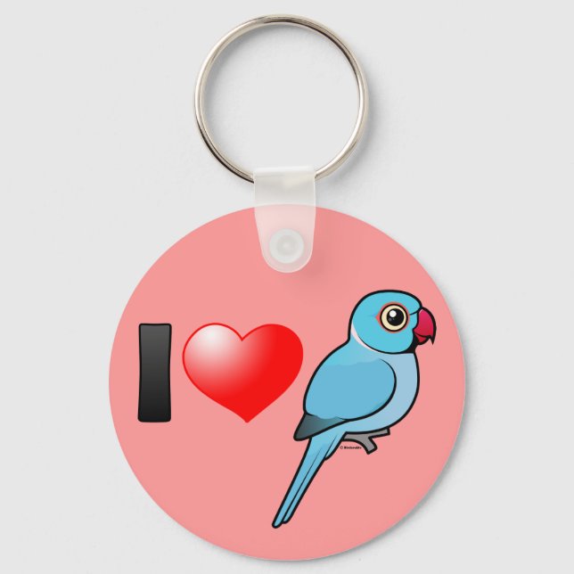 I Love Blue Indian Ringnecks Key Ring (Front)