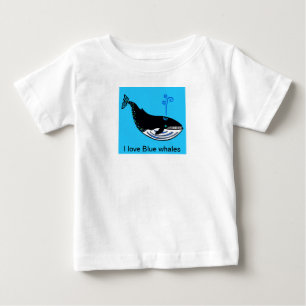I love BLUE WHALES -Animal graphic - Ocean blue Baby T-Shirt