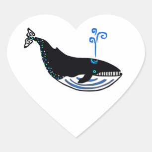 I love Blue WHALES - Heart Sticker