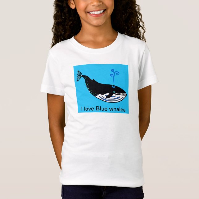 I love BLUE WHALES - Marine wildlife - Ocean blue  T-Shirt (Front)