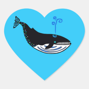 I love Blue WHALES- Wildlife warrior -Nature Heart Sticker