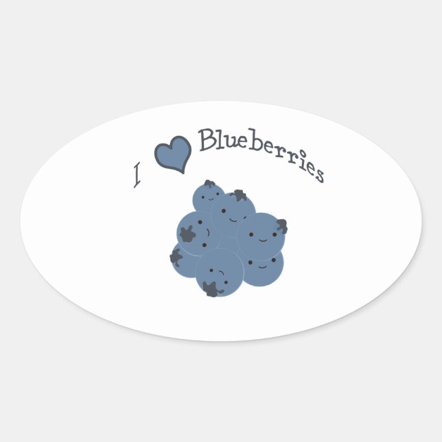 I love blueberries oval sticker (Front)