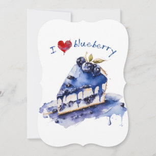 I Love Blueberry TShirt, Blueberry Cake Watercolor Card