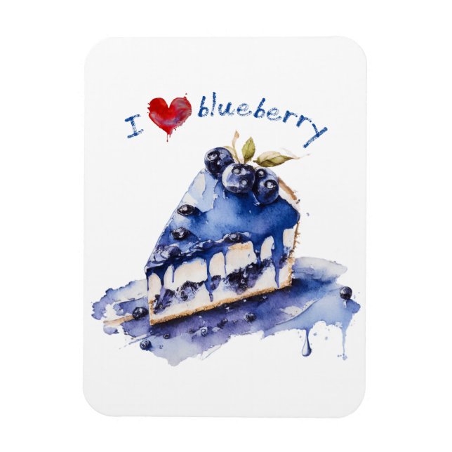 I Love Blueberry TShirt, Blueberry Cake Watercolor Magnet (Vertical)
