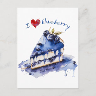 I Love Blueberry TShirt, Blueberry Cake Watercolor Postcard