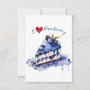 I Love Blueberry TShirt, Blueberry Cake Watercolor Thank You Card