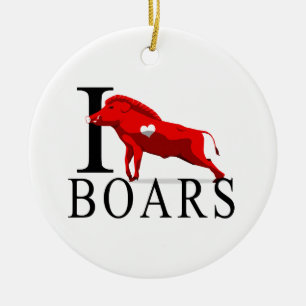 I Love Boars Ceramic Tree Decoration