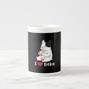 I Love Boba Bubble Tea Dog Cut French Bulldog Gift Bone China Mug