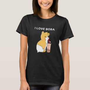 I Love Boba Corgi Dog Bubble Tea T-Shirt