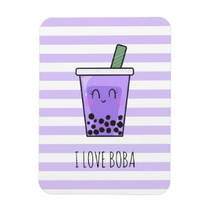 I Love Boba Kawaii Bubble Tea Taro Ube Purple Magnet