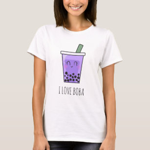 I Love Boba Kawaii Bubble Tea Taro Ube Purple T-Shirt