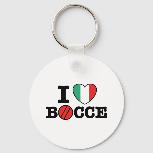 I Love Bocce Key Ring (Front)