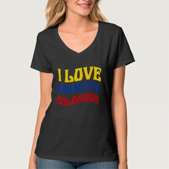 I Love Bogota Colombia Flag Map Colombian Pride Ca T-Shirt (Front)