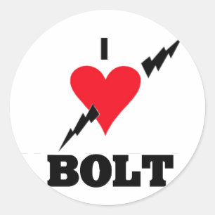 i love bolt classic round sticker