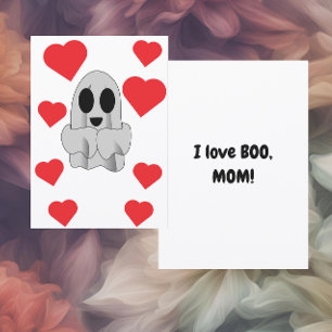 I Love BOO Mom Flat Holiday Card