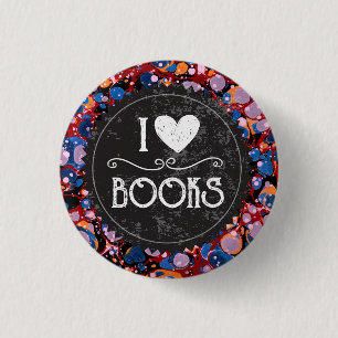 "I Love Books" 3 Cm Round Badge