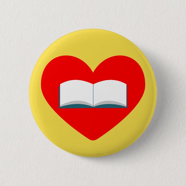 I Love Books 6 Cm Round Badge (Front)