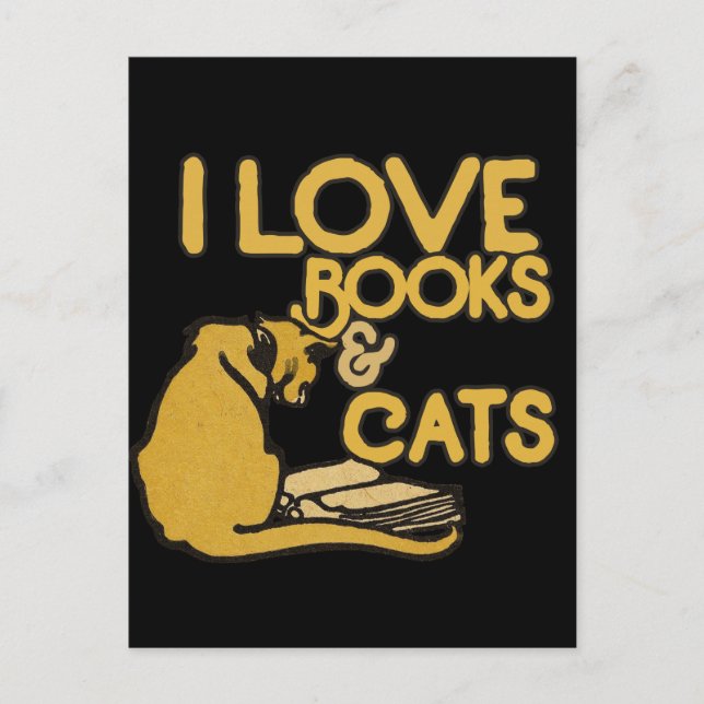 I love books and cats postcard (Front)