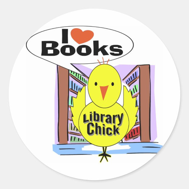 I Love Books Classic Round Sticker (Front)