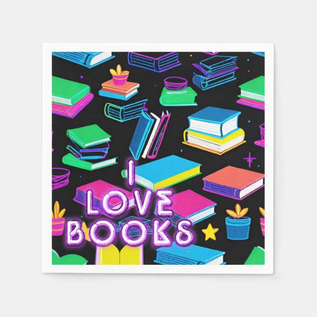 I Love Books Colourful 2 Napkin (Front)