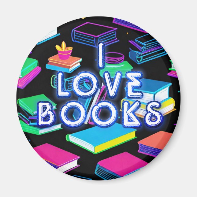 I Love Books Colourful Magnet (Front)