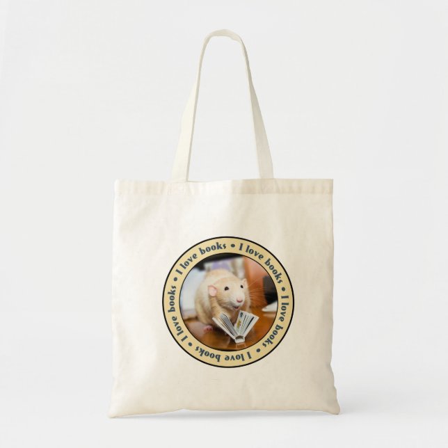 I Love Books - Featuring Marty Mouse Tote Bag (Front)