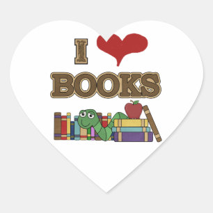 I Love Books Heart Sticker