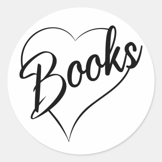 I Love Books Reading Book Lover Reader Librarian Classic Round Sticker (Front)
