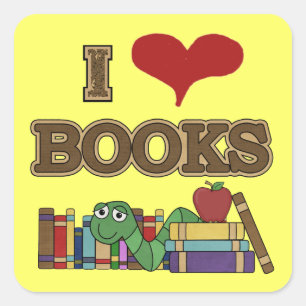 I Love Books Square Sticker