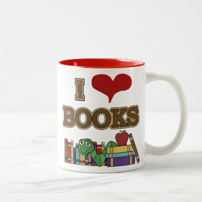 I Love Books Two-Tone Coffee Mug (Right)