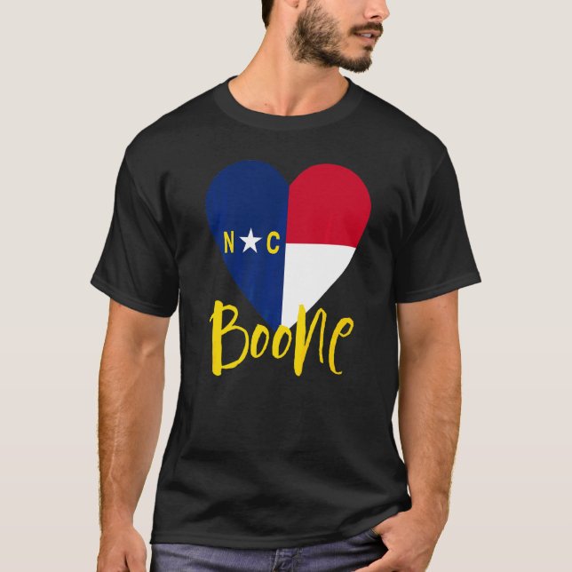 I Love Boone North Carolina City Nc Flag Heart T-Shirt (Front)