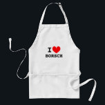 I love borsch | Funny aprons for men and women<br><div class="desc">I love borsch | Funny aprons for men and women. Personalizable I love template design. BBQ aprons in Yellow, Beige and White. Cute gift idea for chef cook or Polish / Russian / Ukrainian / Belarus dinner party. Borscht, bortsch, borstch, borsh, borshch soup, the famous red beetroot soup from eastern...</div>