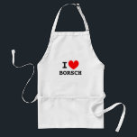 I love borsch | Funny aprons for men and women<br><div class="desc">I love borsch | Funny aprons for men and women. Personalizable I love template design. BBQ aprons in Yellow, Beige and White. Cute gift idea for chef cook or Polish / Russian / Ukrainian / Belarus dinner party. Borscht, bortsch, borstch, borsh, borshch soup, the famous red beetroot soup from eastern...</div>