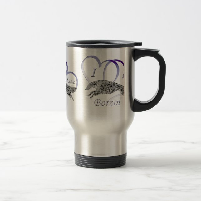 I Love Borzoi Travel Mug (Right)