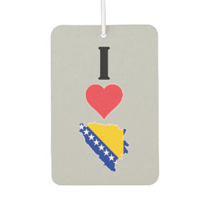 I Love Bosnia and Herzegovina Country Flag Map Car Air Freshener
