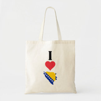 I Love Bosnia and Herzegovina Country Flag Map Tote Bag