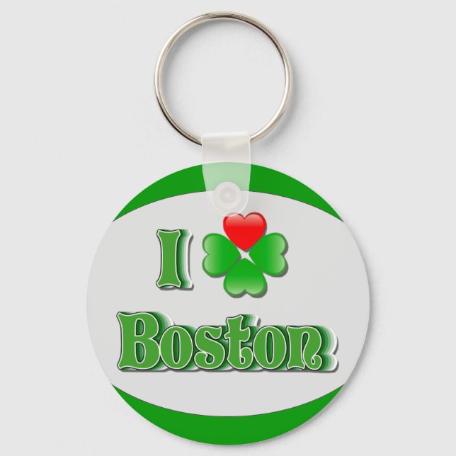 i Love Boston - Clover Key Ring (Front)