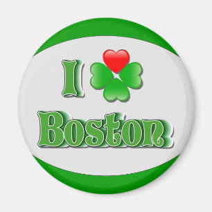 i Love Boston - Clover Magnet