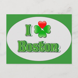 i Love Boston - Clover Postcard