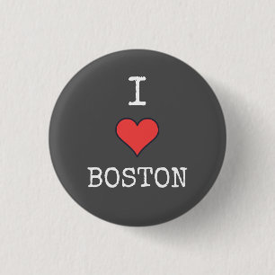 "I Love Boston" Round Button - Boston Swag Design
