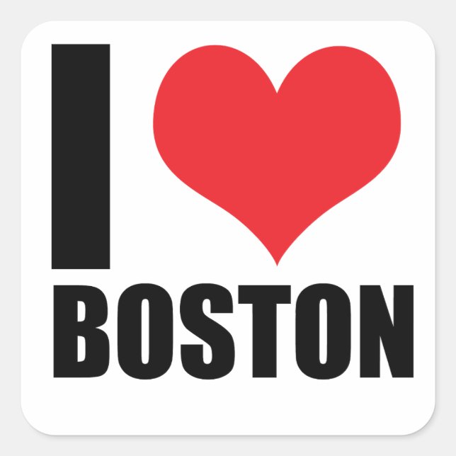 I love Boston Square Sticker (Front)