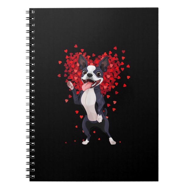 I Love Boston Terrier Funny Heart Valentine Gift Notebook (Front)