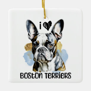 I Love Boston Terriers Personalised Ceramic Ornament