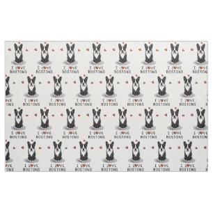 I Love Bostons - Boston Terriers (black & white) Fabric